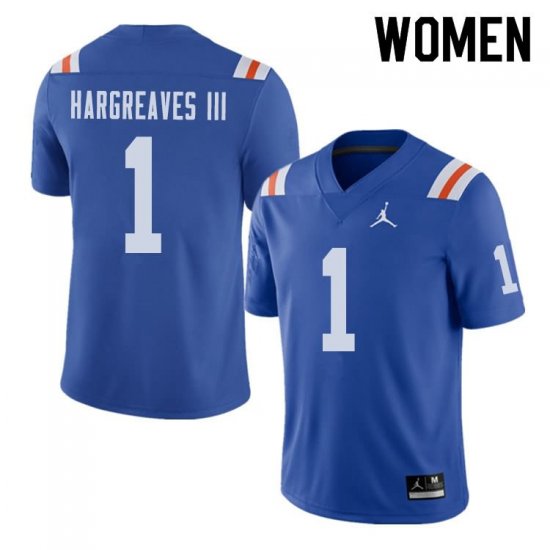 Women's Florida Gators #1 Vernon Hargreaves III NCAA Jordan Brand Royal Throwback Alternate Authentic Stitched College Football Jersey WTJ6862VX